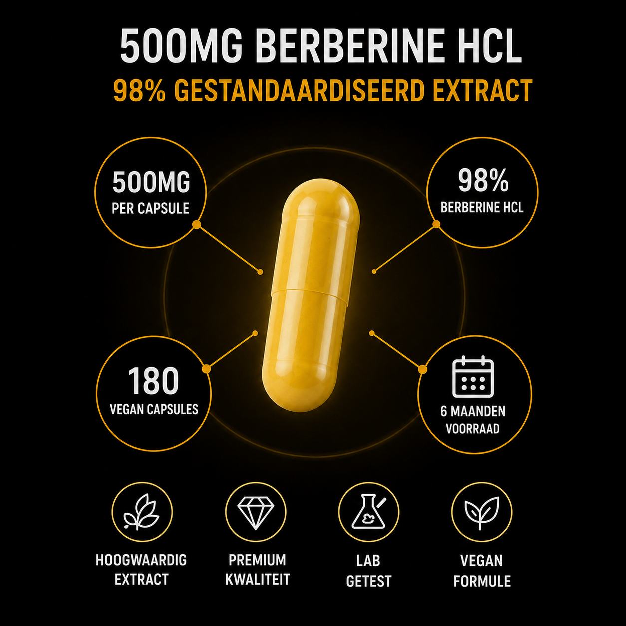 Berberin HCL 98% - Vegan - BeBulk Nutrition