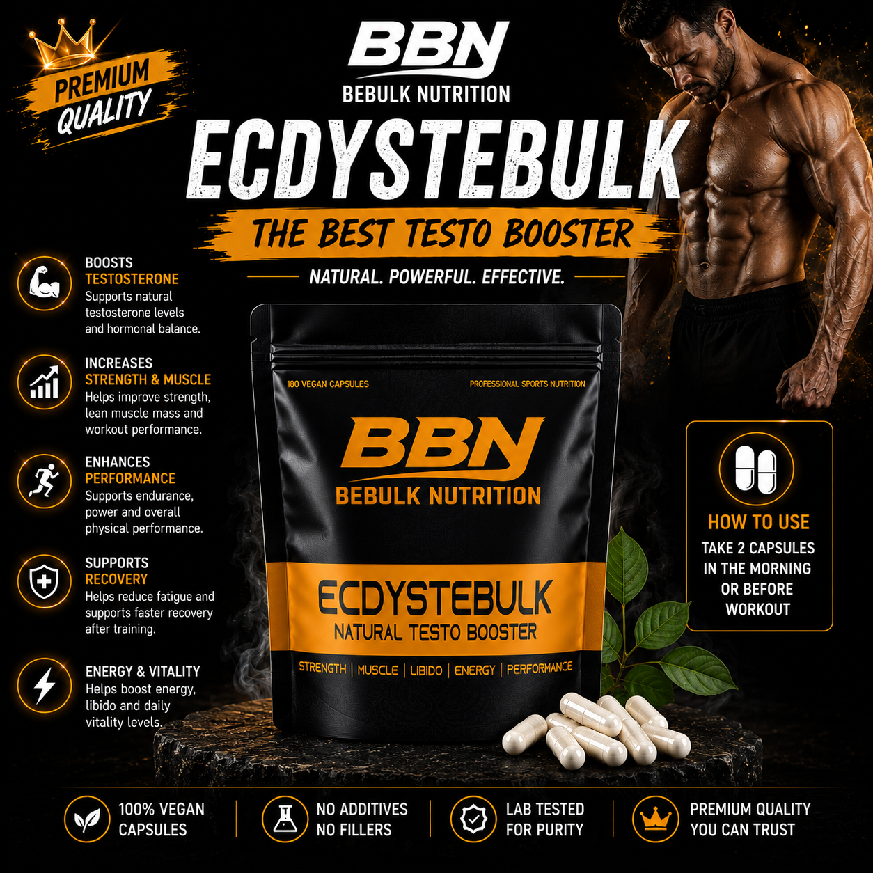 Ecdystebulk - Beta-Ecdysteron 98% - Kapselen - BeBulk Nutrition