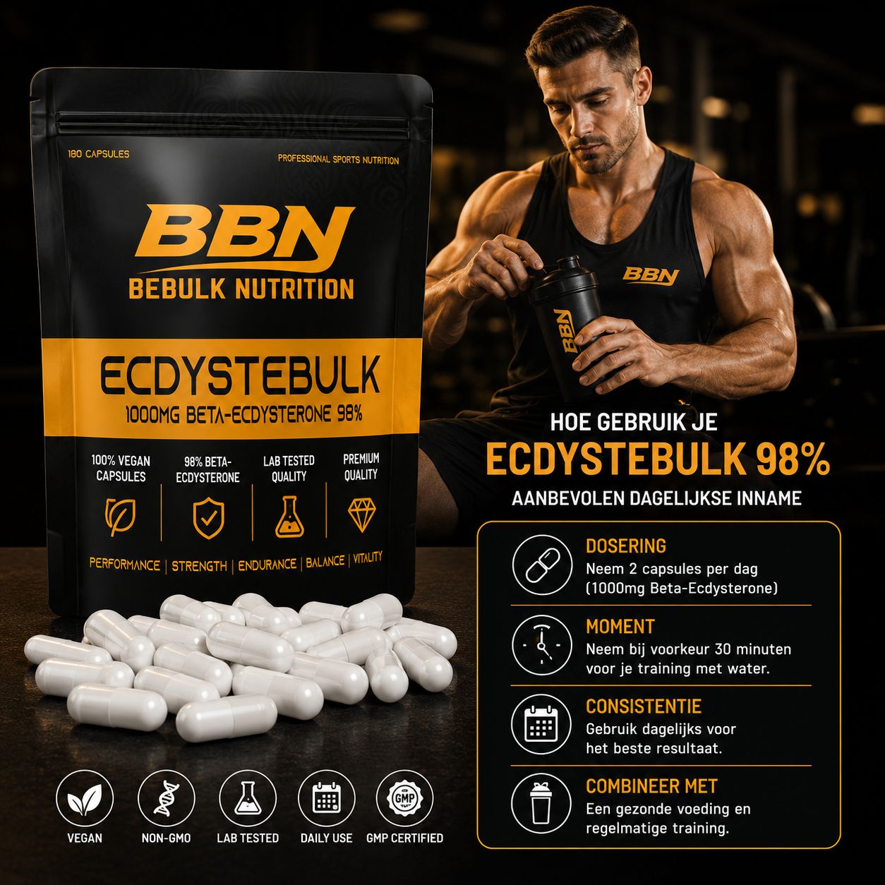 Ecdystebulk - Beta-Ecdysteron 98% - Kapselen - BeBulk Nutrition