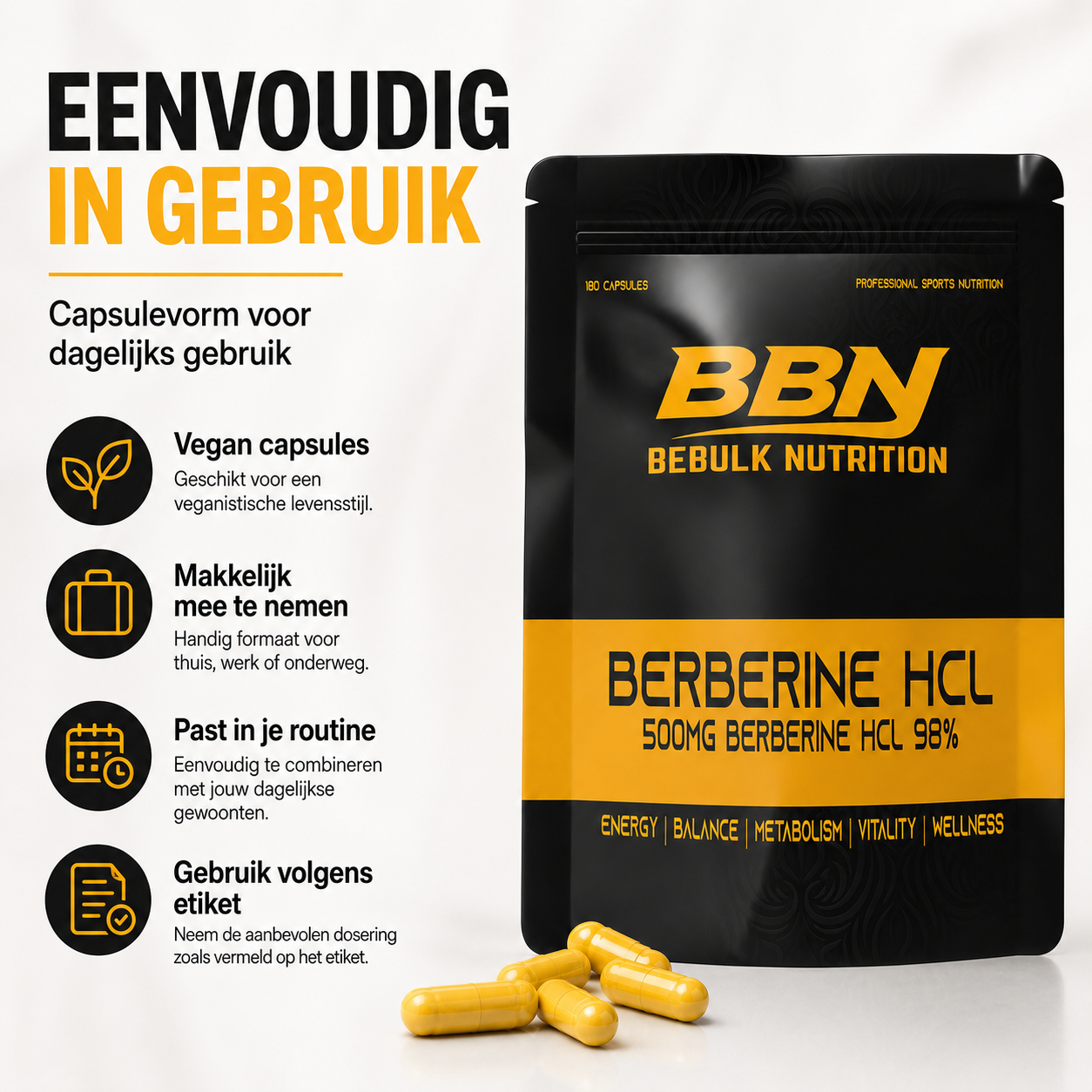 Berberin HCL 98% - Vegan - BeBulk Nutrition