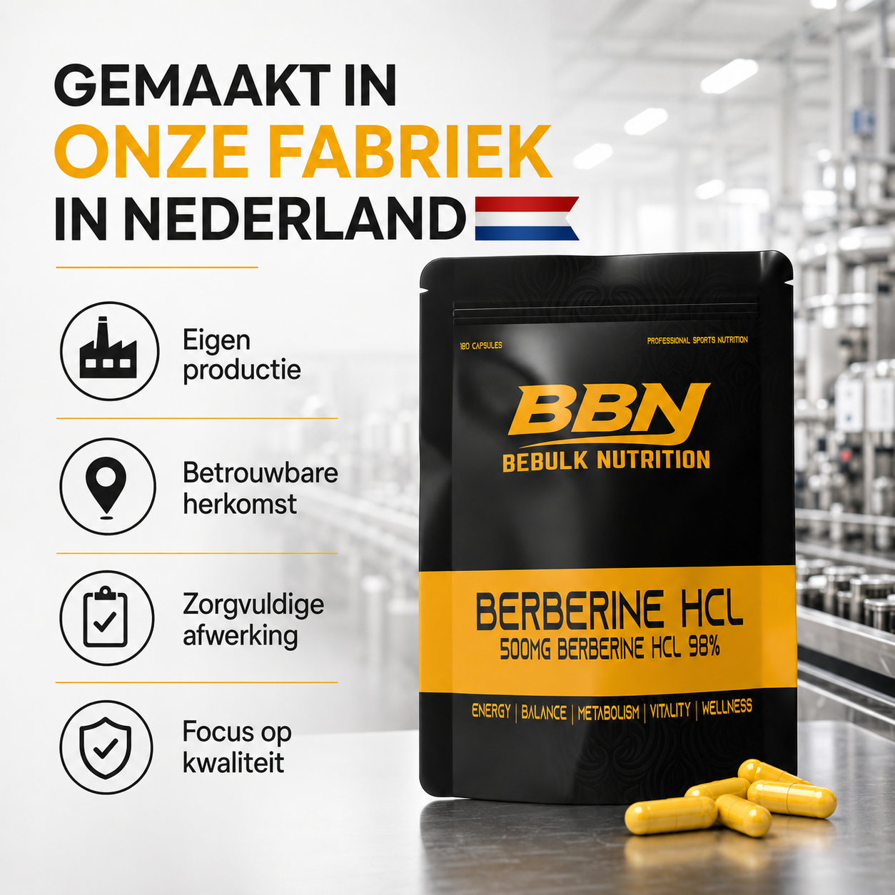 Berberin HCL 98% - Vegan - BeBulk Nutrition