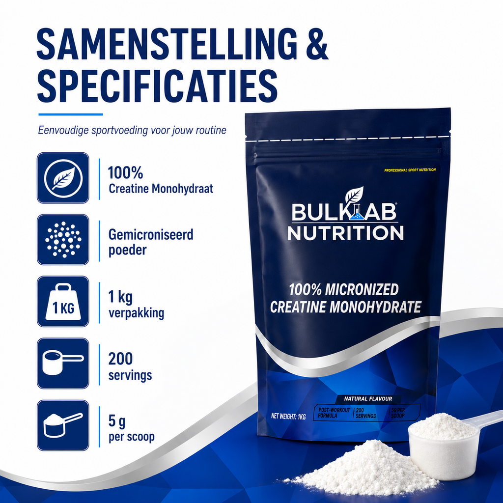 100% Kreatin Monohydraat mikroniséiert - BulkLab Nutrition