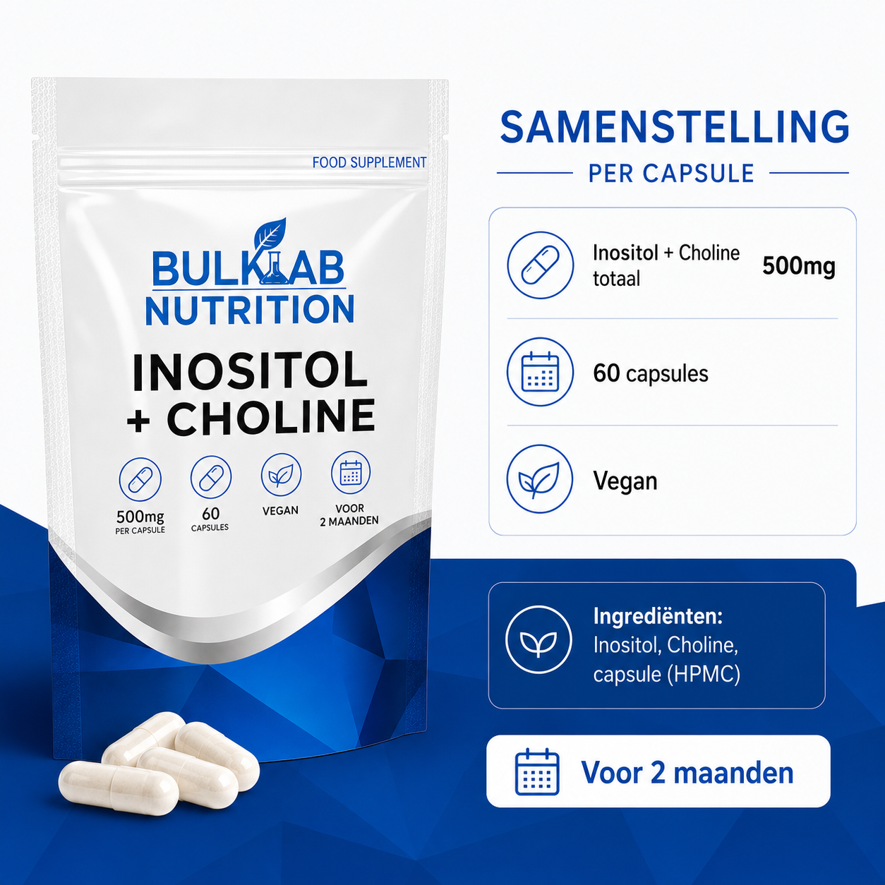 Inositol + Cholin - Kapselen - BulkLab Nutrition