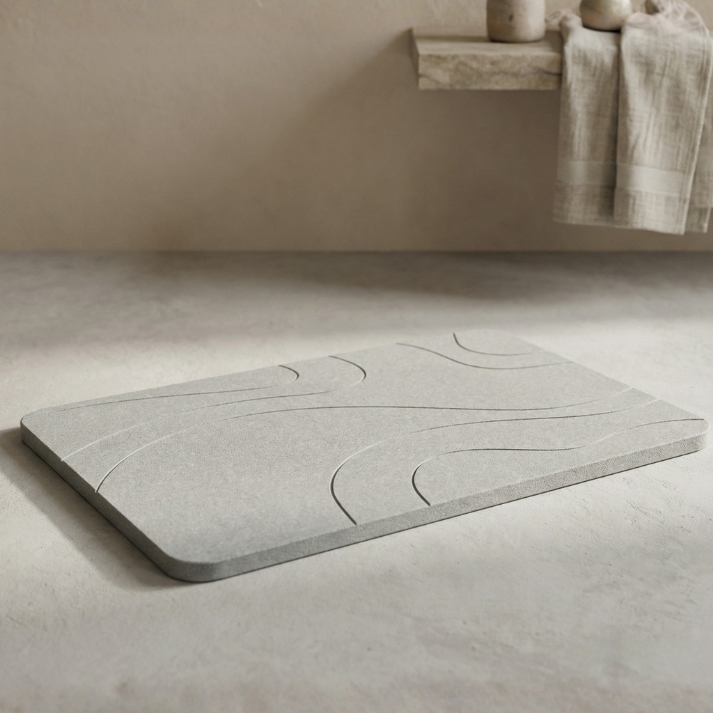 XL Diatomity Stone Bath Mat - Natierlech séier dréchent - Hygiënesch - Anti-Schimmel a stilvoll 75x45cm