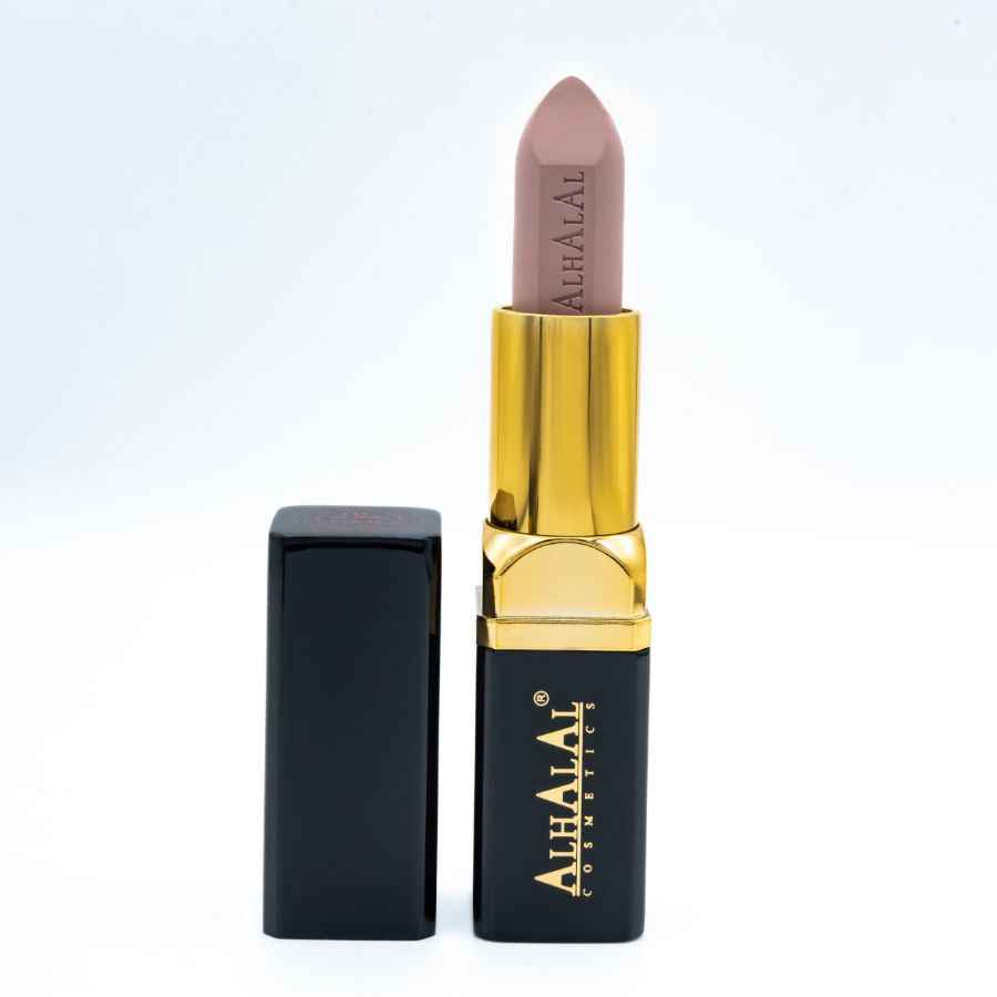 Alhalal Cosmetics brong Lippenstëft am Samtfinish mat gëllenen a schwaarze Ärmel