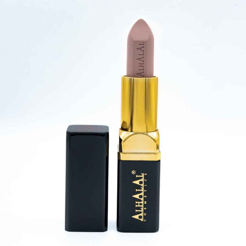 Alhalal Cosmetics brong Lippenstëft am Samtfinish mat gëllenen a schwaarze Ärmel