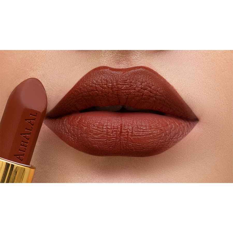 Alhalal Cosmetics Samtlippenstift an BROWN ORANGE LIPSTICK Faarf op volle Lëpsen