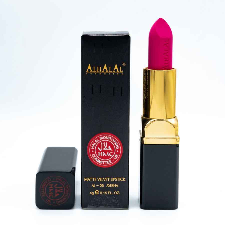 Alhalal Cosmetics matte Velvet Lippenstëft an der hellrosa Faarf GRO Lipstick-Verpackung