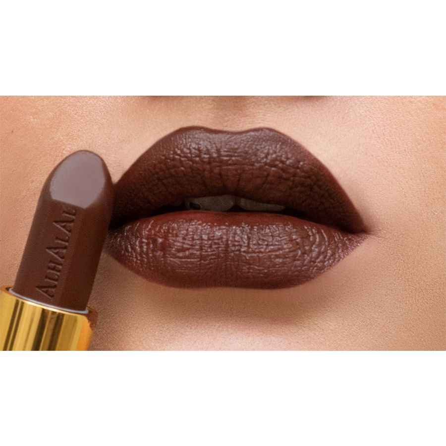 Kaaft donkelbrong Alhalal Velvet Lipstick mat voller Deckung Halal Lipstick