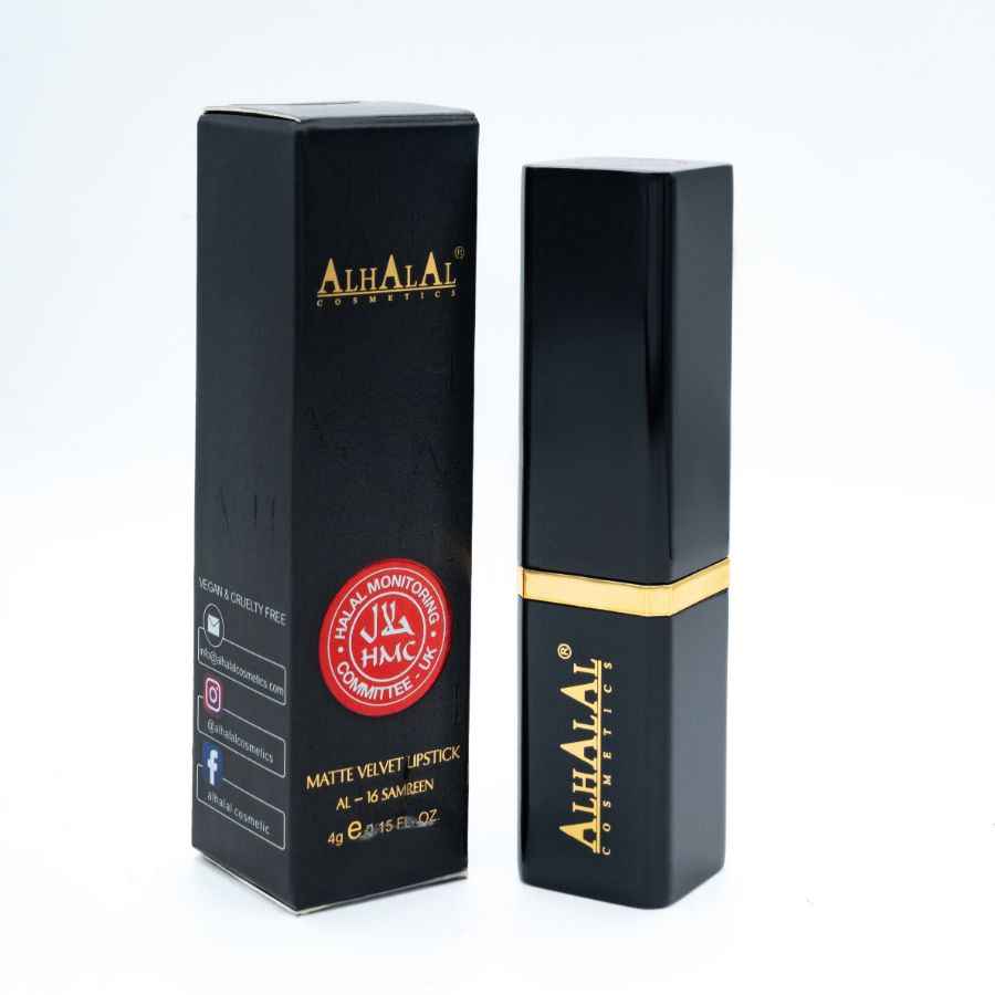 Alhalal Kosmetik MILANO LIPSTICK matte Velvet Lipstick an schwaarzer Verpackung
