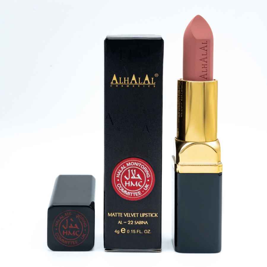 Alhalal Cosmetics matte Velvet Lippenstëft a rosa Lip Stave Faarf mat luxuriéiser schwaarz-gëllener Verpackung