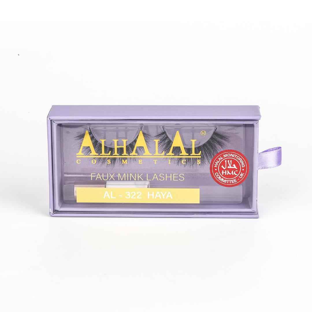Alhalal Cosmetics Samt-Lëppestëft-Verpackung mat Fokus op Wimperen, Réckwuesstem-Effekt
