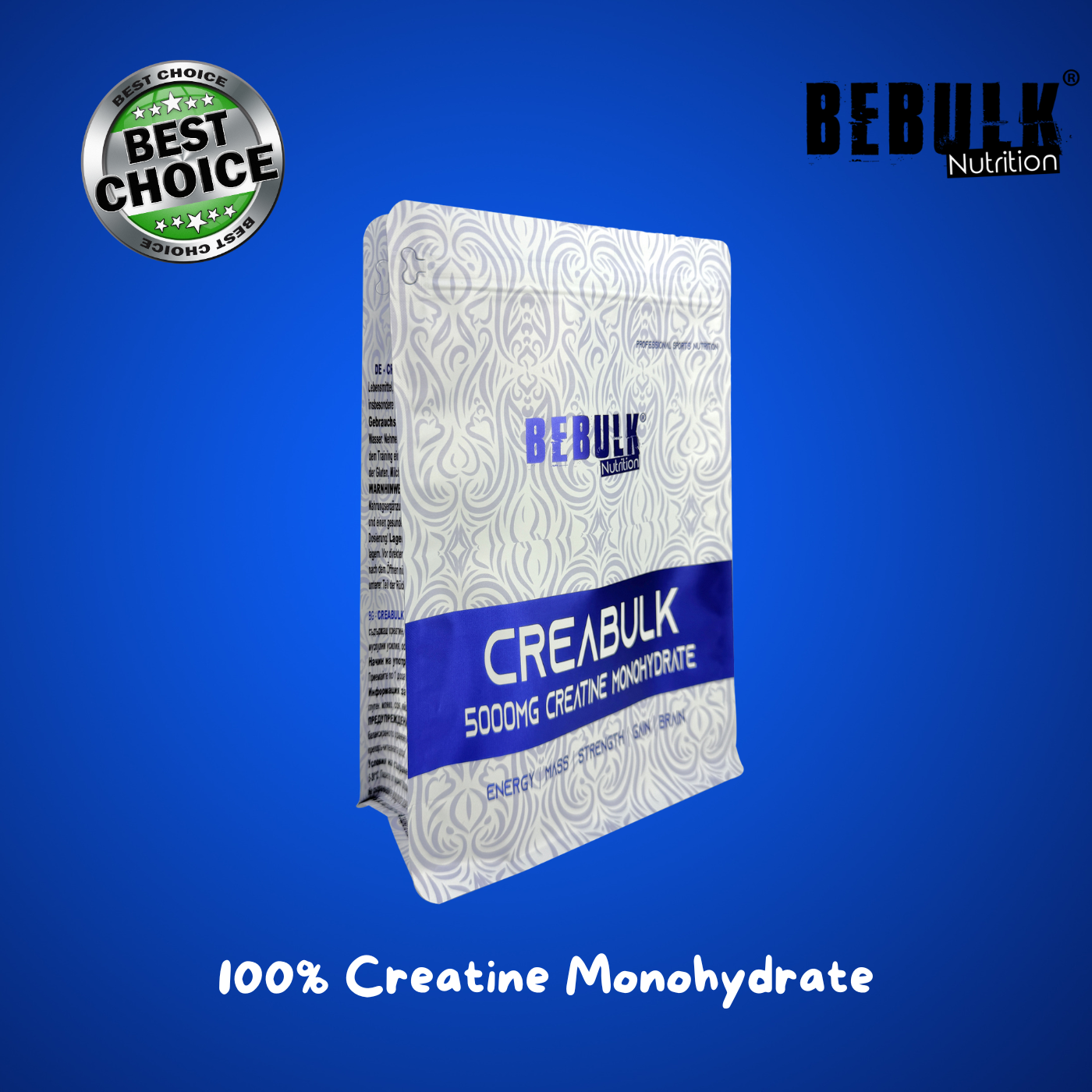 CreaBulk - 100% Kreatin Monohydraat - BeBulk Nutrition