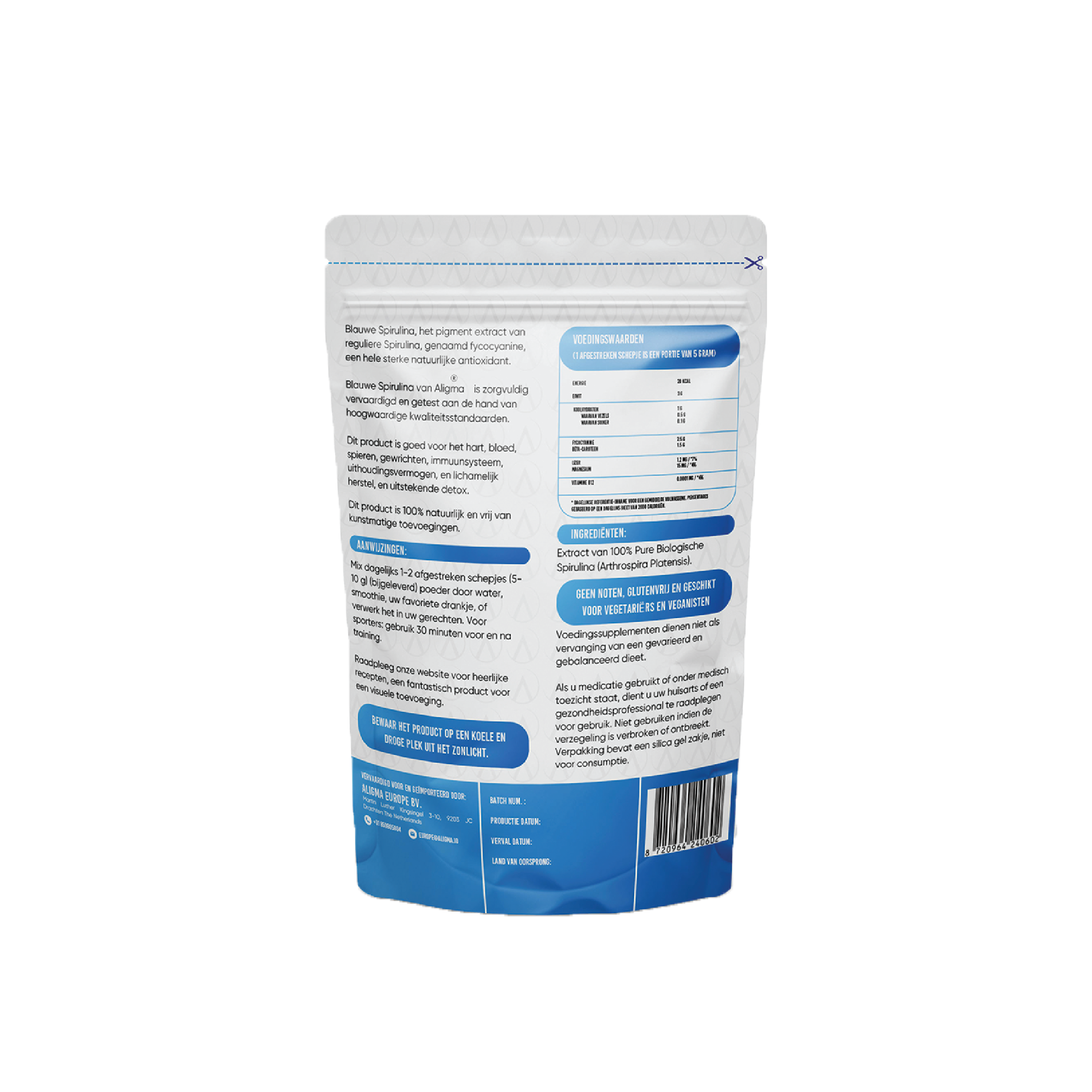 Organesch Blo Spirulina Pudder Superfood 75 Gramm